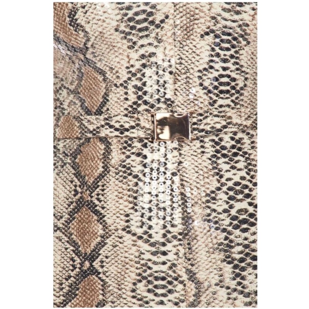 SOLD OUT CLEARANCE Sequin Snakeskin Print Belted Romper - Picture 3 of 3